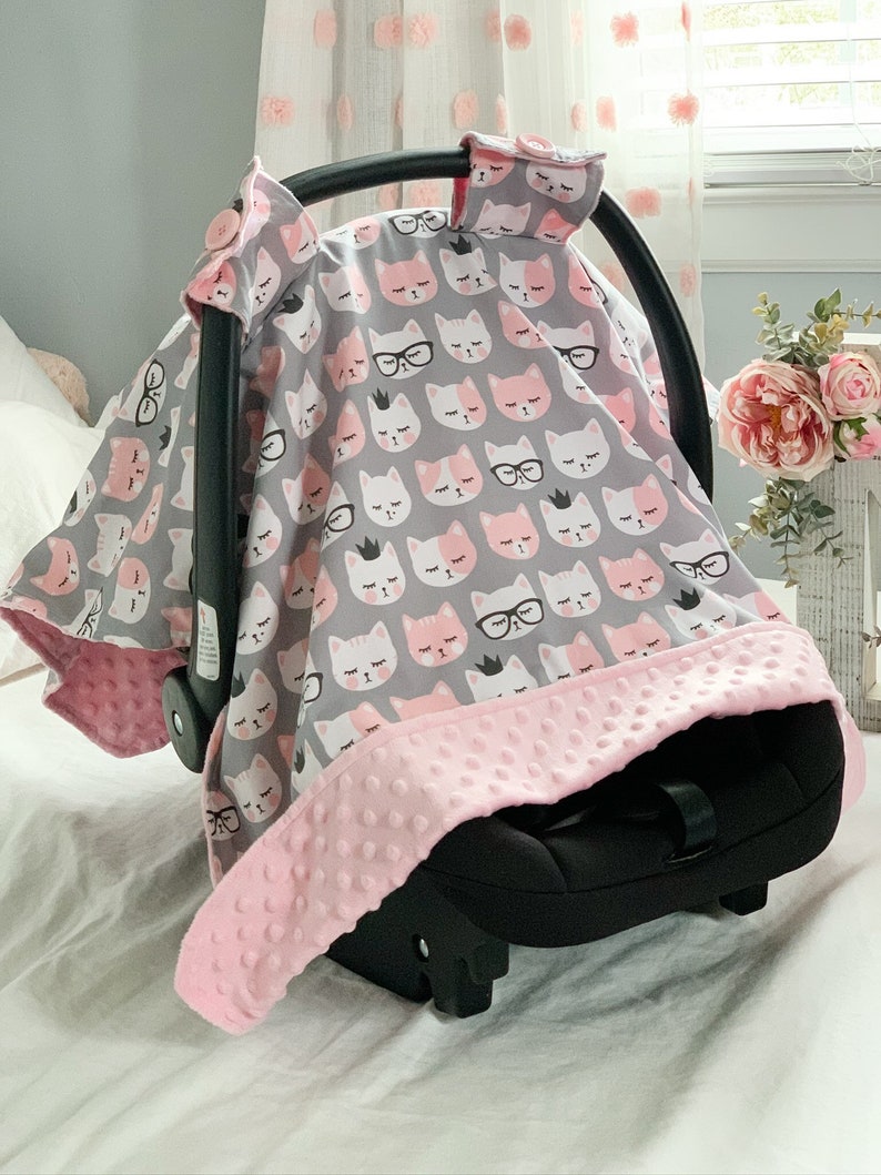 Pink Cute Cat Print Car Seat Covers main image 1
