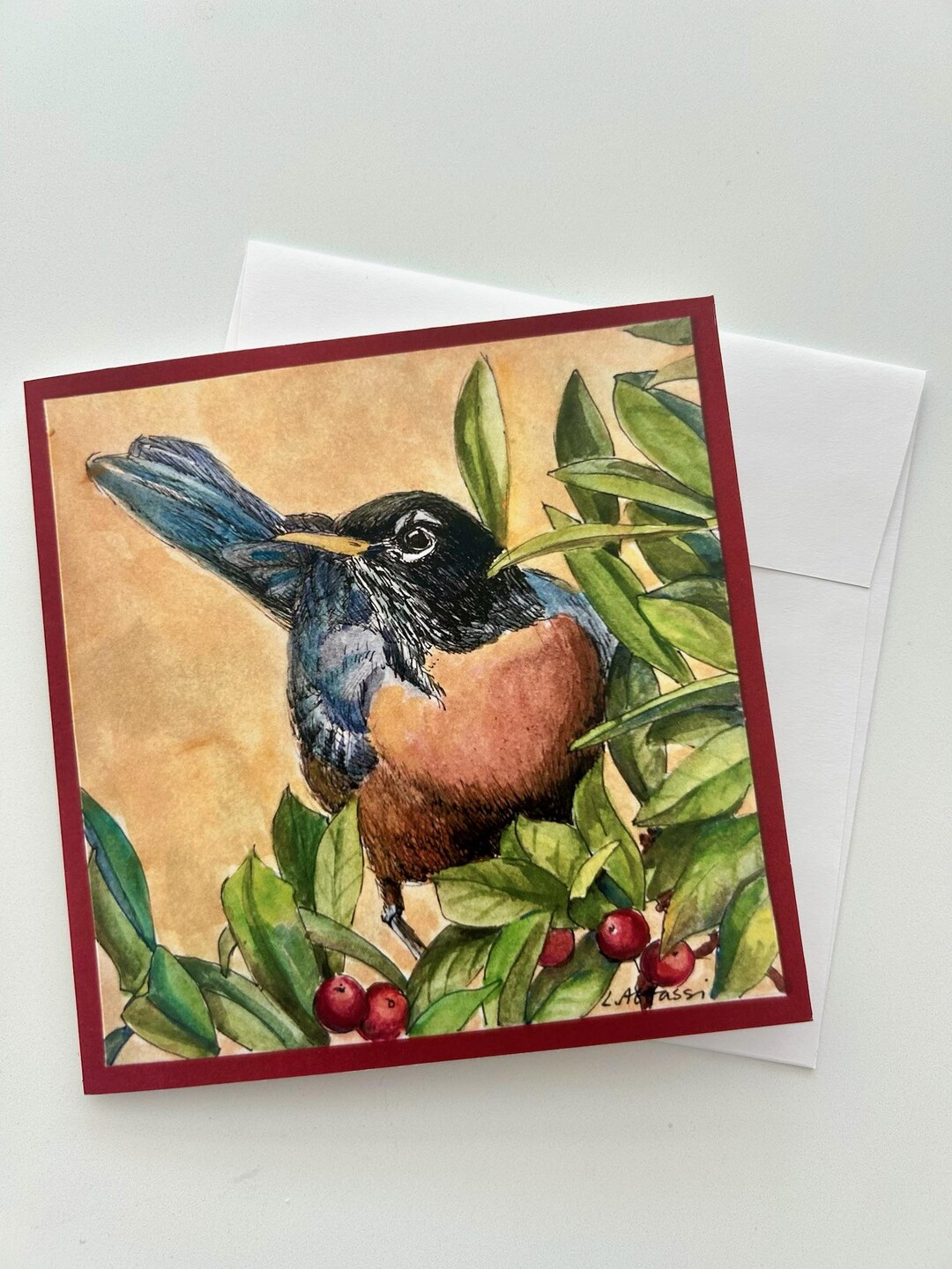 American Robin Greeting Card | From an Original Watercolor Art | Blank ...