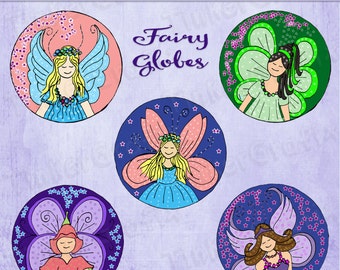 Hand drawn fairy clipart , globe, instant download, digital clip art, printable, commercial use