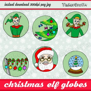 Elf und Santa Christmas Clipart, Collage, digitale ClipArt, druckbare Urlaub Partei Illustrationen kommerzielle Nutzung