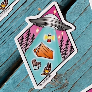 Camping Alien Abduction Sticker