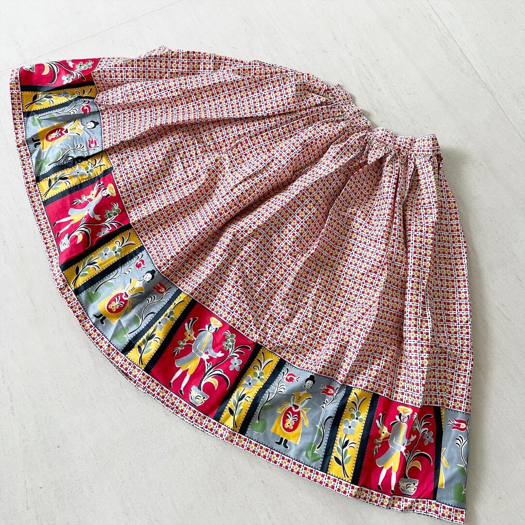Flower A-Line Knit Colorful Border Bear Fancy Skirt main image 0