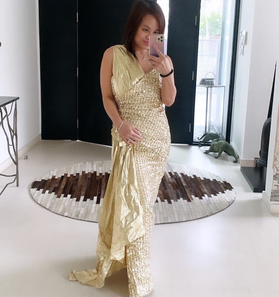 Glamorous Gold Sequinned Grecian Gown