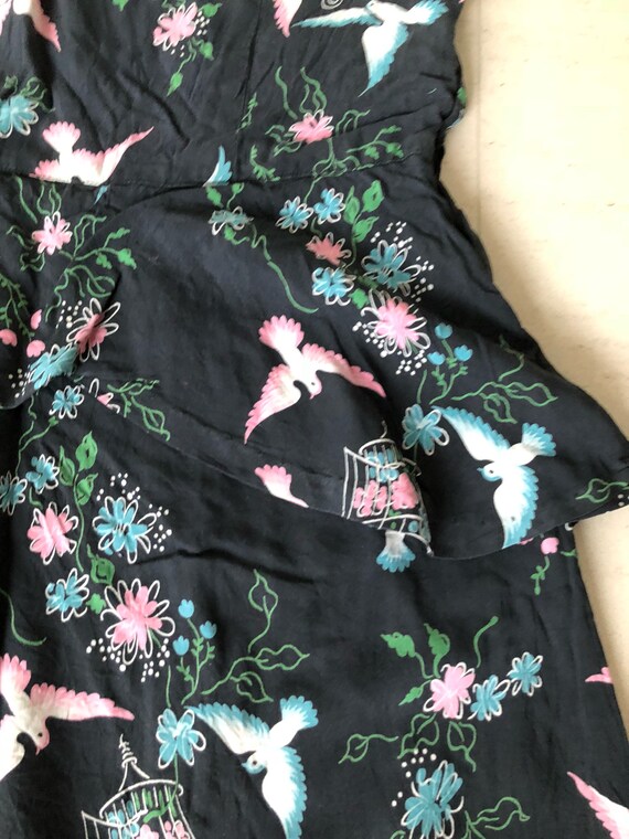 Rare 1940s/40s Novelty Print Doves Dress - image 9