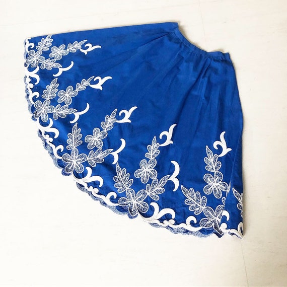 Pretty Cobalt Blue Embroidery Skirt - image 1