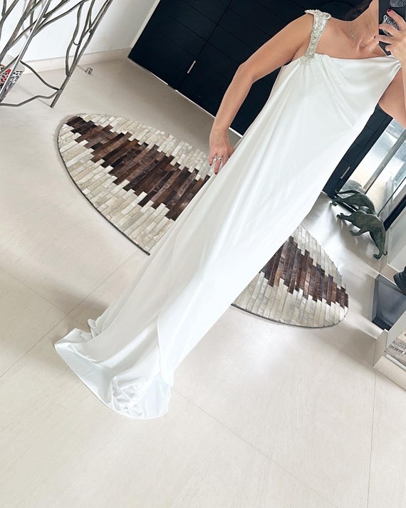 silver grecian dress Silver Lam Metallic Grecian Dress