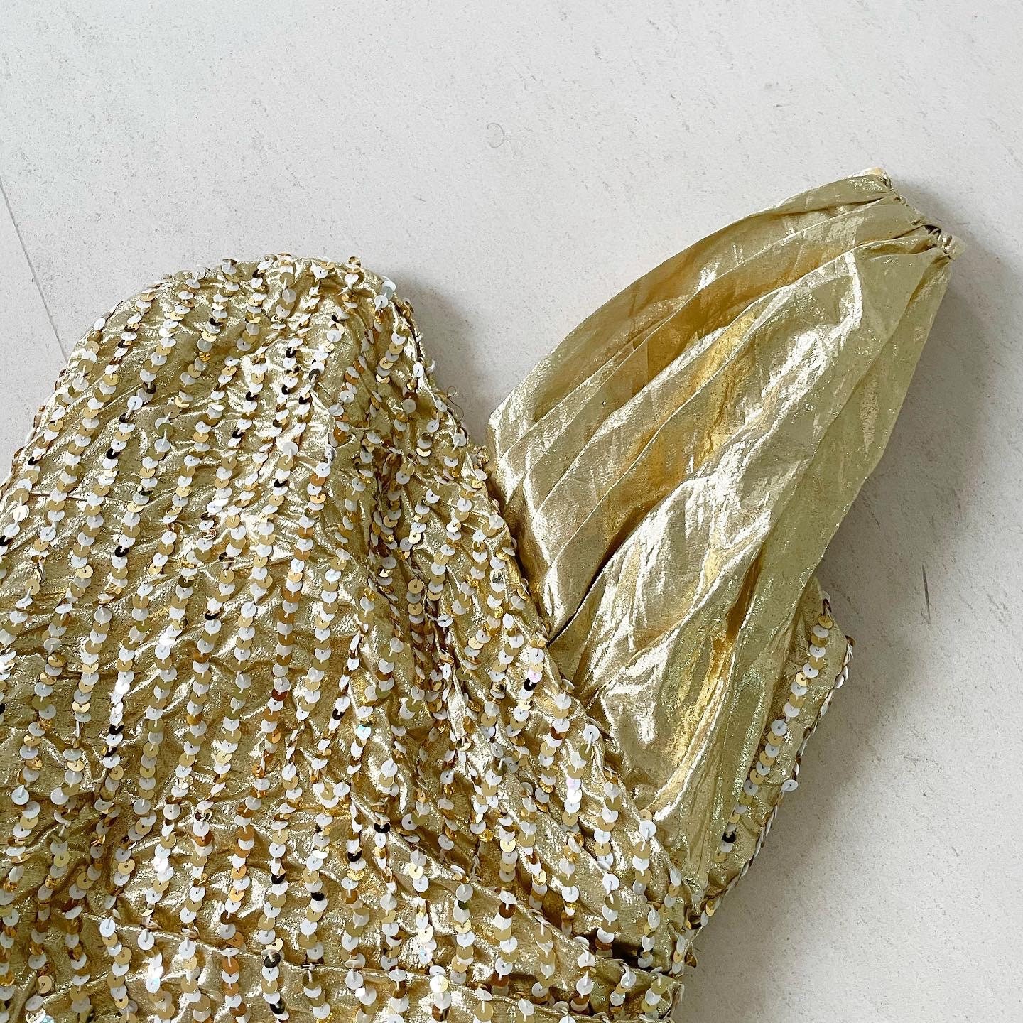 Glamorous Gold Sequinned Grecian Gown - Etsy