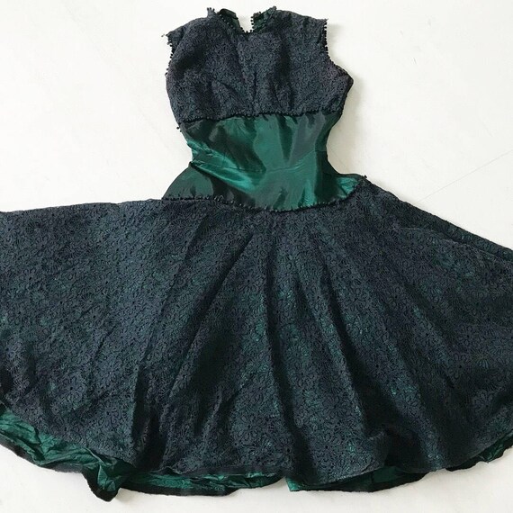 Exceptional Emerald Black Lace Cocktail Dress