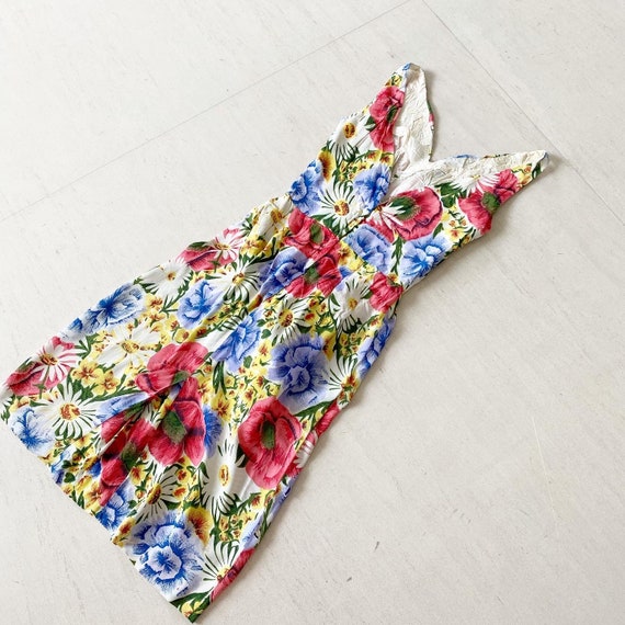 Glorious Rainbow Colored Floral 50s Dress - image 6