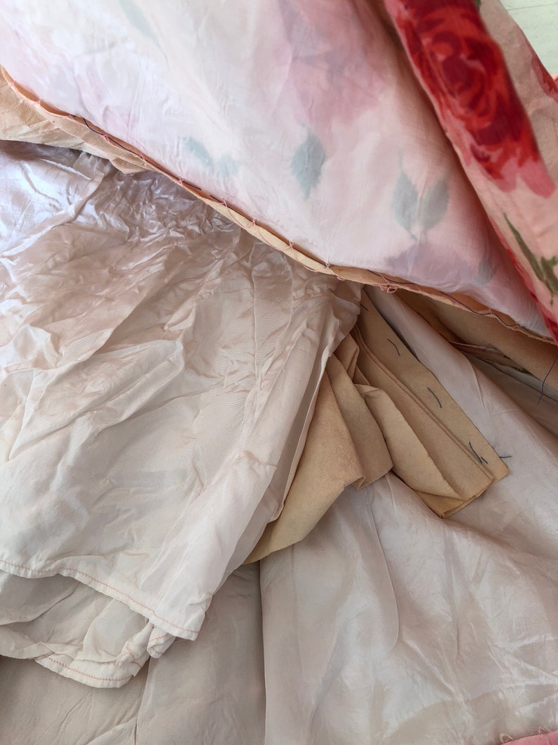 1950s Silk Red Roses Dress Etsy