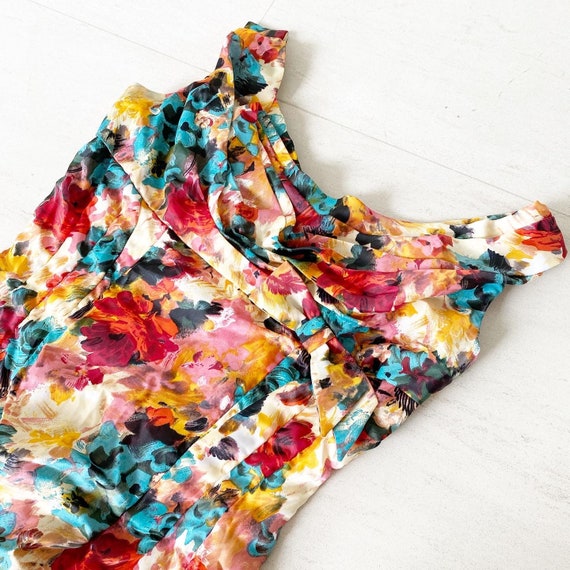 Ceil Chapman Painterly Floral Wiggle Dress