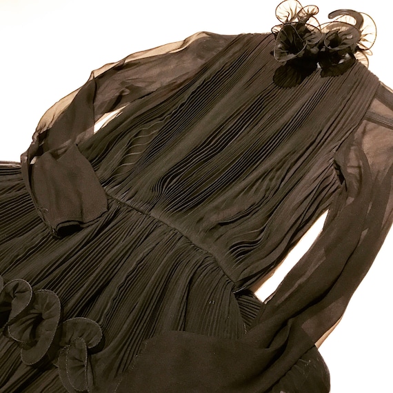 Rare 1960s Travilla iMagnin chiffon pleated dress