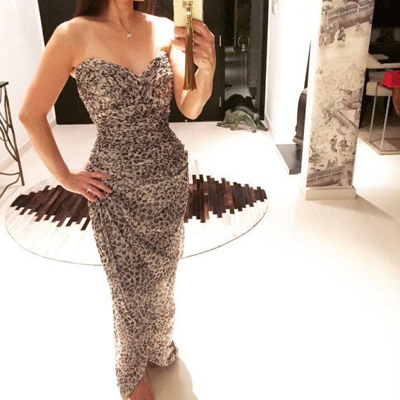 Vintage Victor Costa leopard print gown