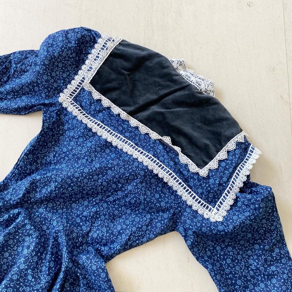 Stunning Blue Calico Gunne Sax Prairie Dress with… - image 9