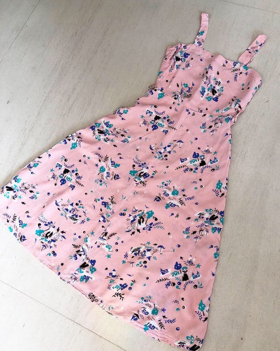 Sweet 40s Fisherman Novelty Print Dress