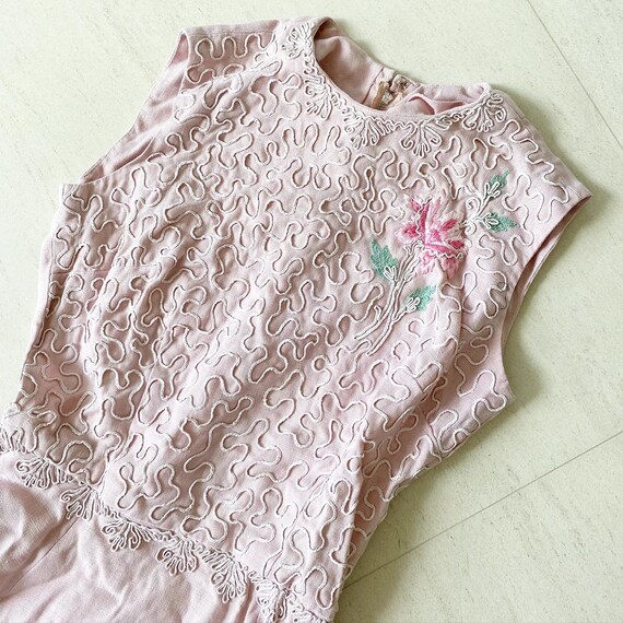 Beautiful Soutache Embroidery Dusky Pink Dress