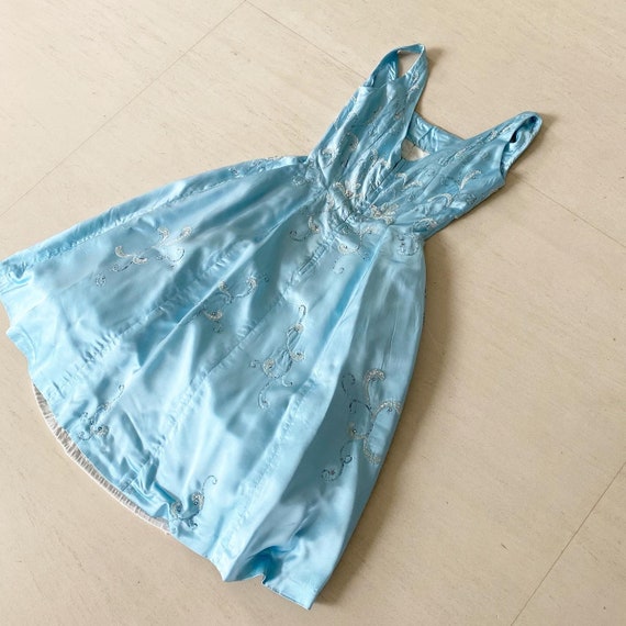 Stunning Ice Blue Beaded Ceil Chapman Dress - image 6