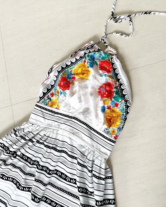 Pretty Floral Striped Maxi Halter Dress Pretty Floral Striped Maxi Halter Dress