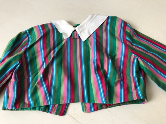Rainbow Striped 1950s dress and cropped jacket S/M - image 4