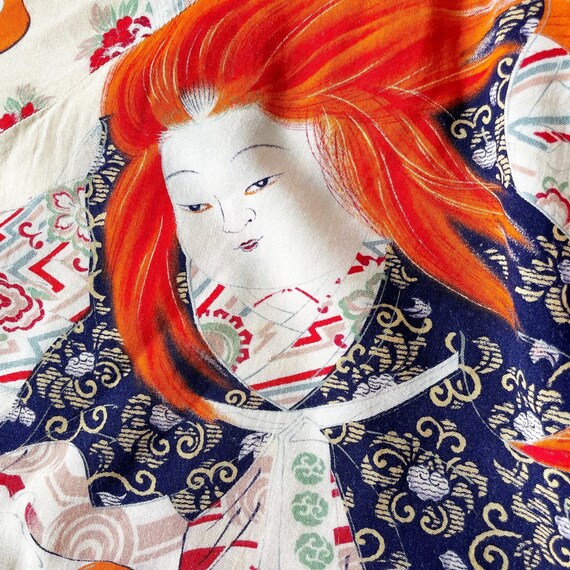 Rare Japanese Kabuki Warrior Novelty Print Dress - image 5