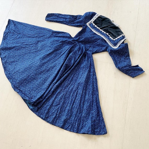 Stunning Blue Calico Gunne Sax Prairie Dress with… - image 8