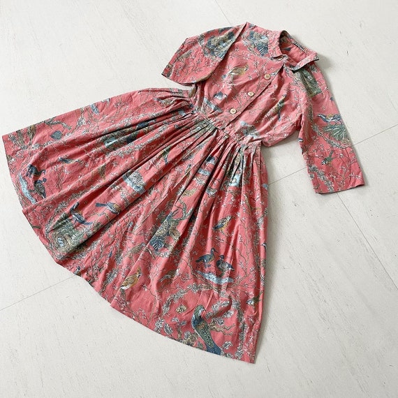 Beautiful Unlabelled Serbin Bird Print Shirtdress