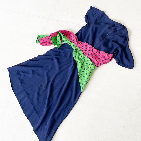 Pretty Watermelon Colored Statement Sash 40s Dress - image 8