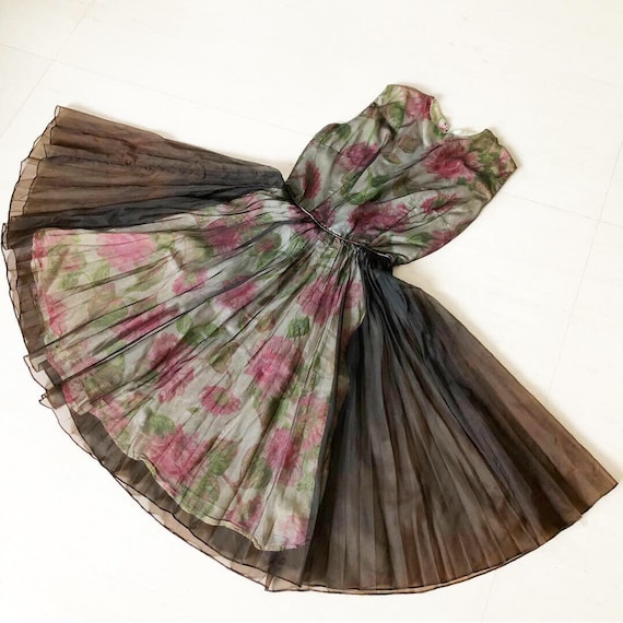 Pretty Floral Sundress with Black Overlay