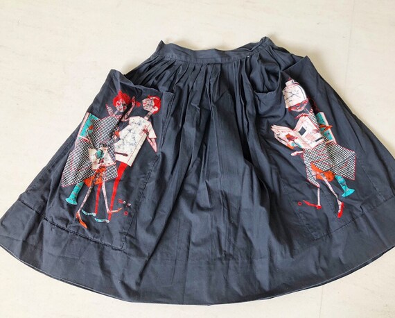 1950s Novelty Print Hairdressers Skirt