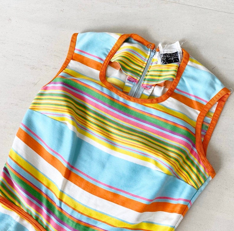 Gorgeous 60s Rainbow Stripe Pat Premo Dress image 2