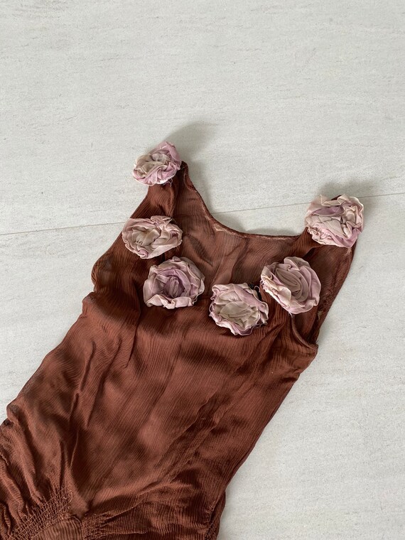 Pretty 20s Frock with Rosettes and Asymmetrical H… - image 4