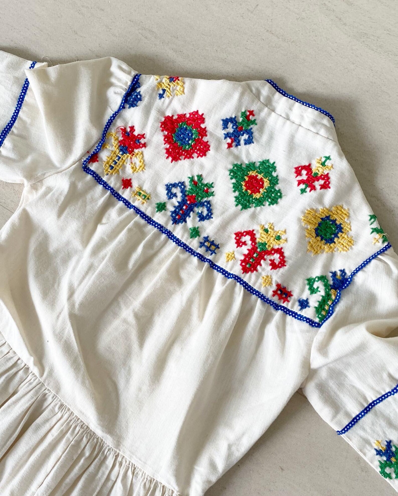 Pretty Cross Stitch Embroidered Dress Etsy