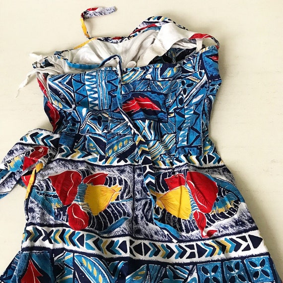 Gorgeous 1940/50s Tiki Hawaiian Sarong Dress - image 7