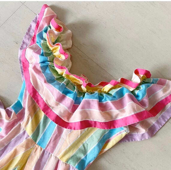 Beautiful Flirty Rainbow Ruffled Dress - image 3