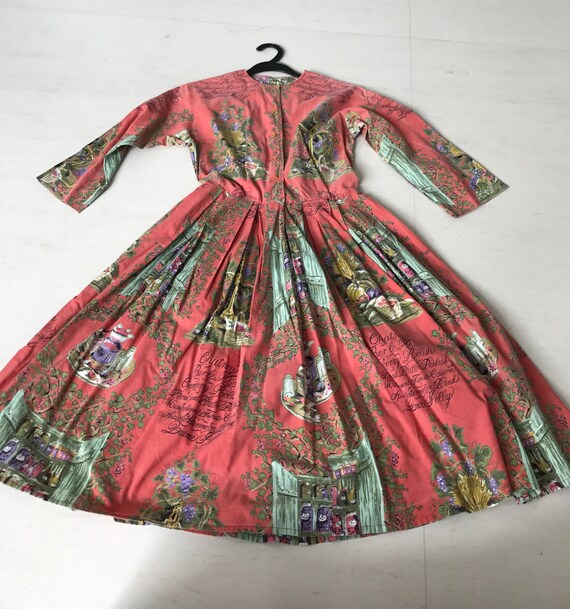 1950s Rare Novelty Print Dress S/M