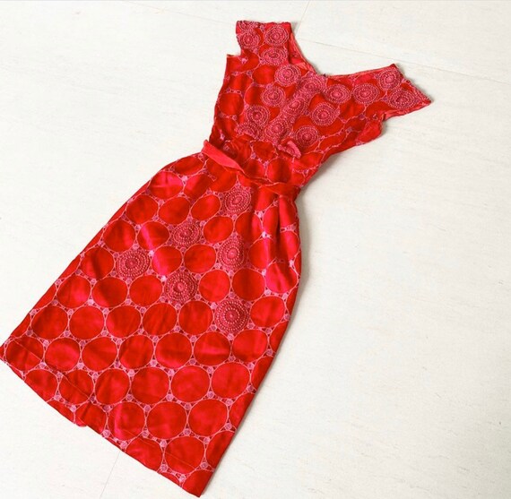 red crochet lace dress Adrian Crochet Lace Dress