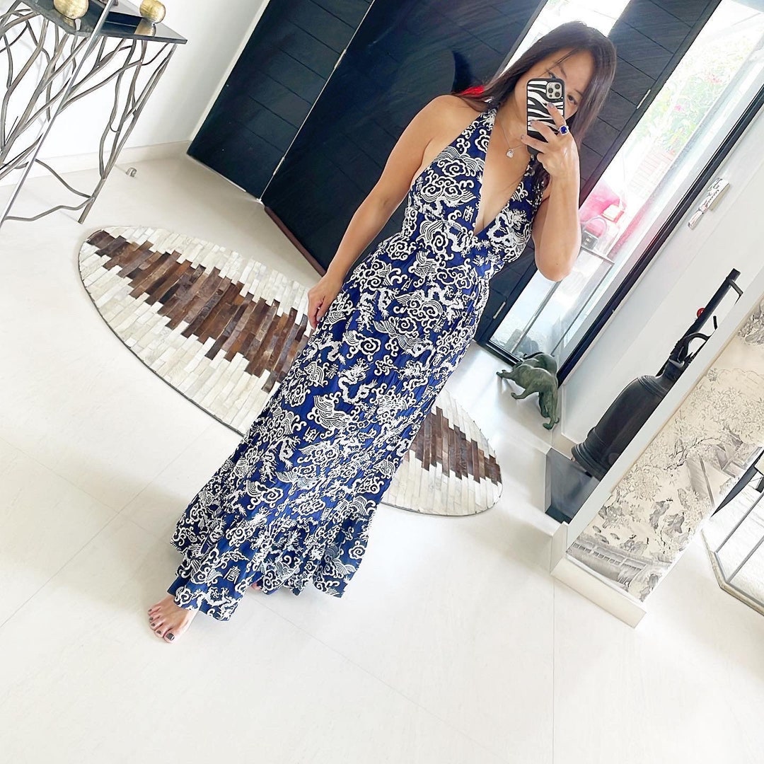 Sexy Maxi Halter Dragon Print Dress - Etsy Sexy Maxi Halter Dragon Print Dress - Etsy
