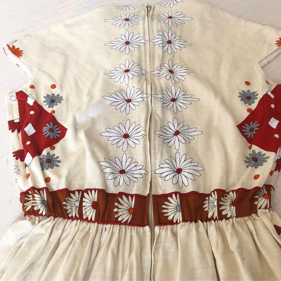 Rare Cotton Paganne Geometric Daisy Print Dress S - image 7