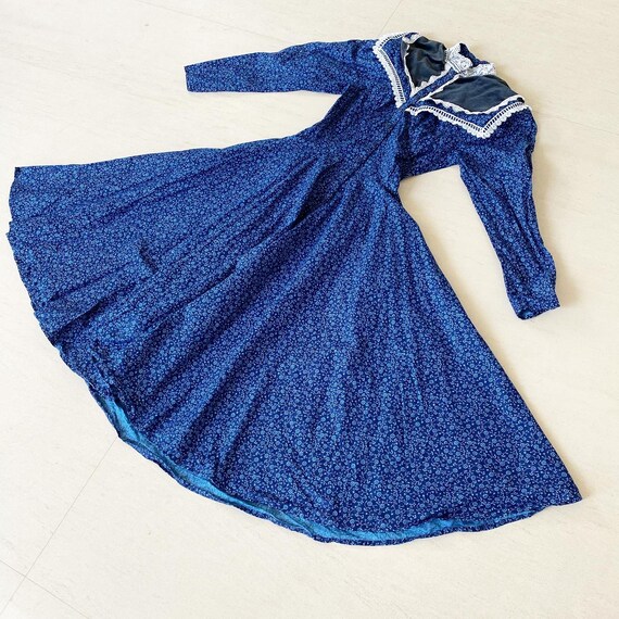 Stunning Blue Calico Gunne Sax Prairie Dress with… - image 3