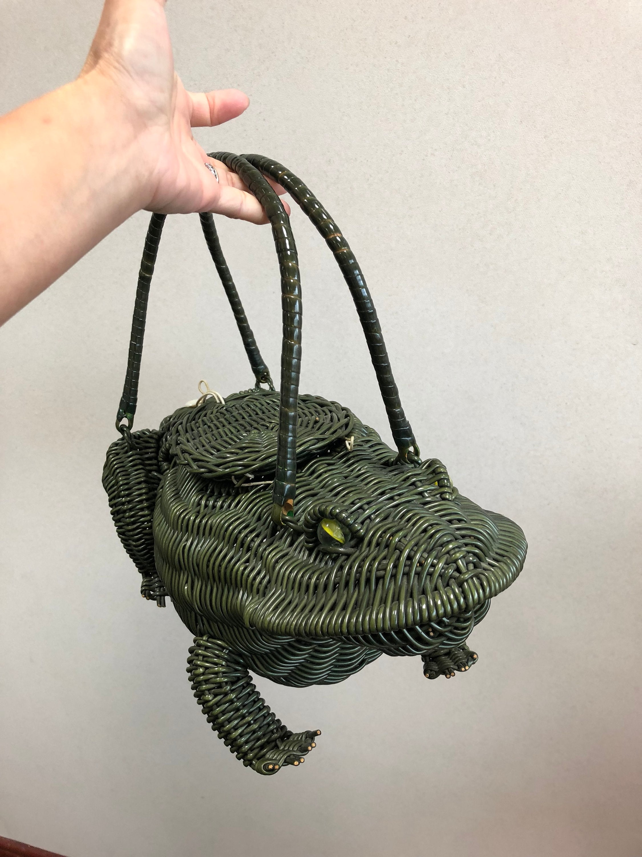 Wicker Puffer Fish Purse with light inside