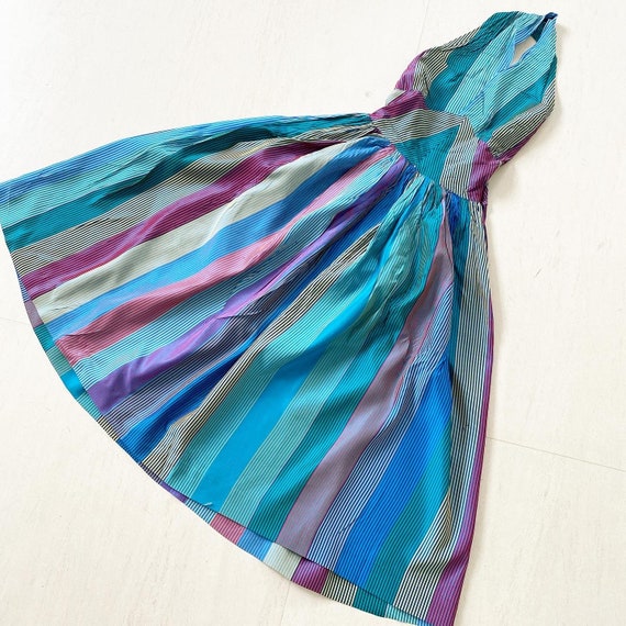 Pretty Rainbow Striped Halter Sundress