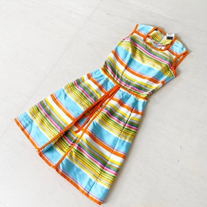 Gorgeous 60s Rainbow Stripe Pat Premo Dress image 1