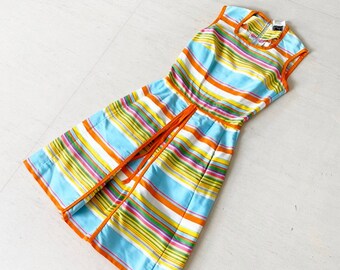 Gorgeous 60s Rainbow Stripe Pat Premo Dress