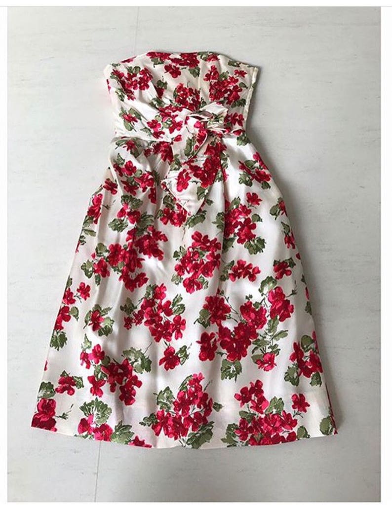 Amazing 1950s Vogue Couturier Design Rose Print Bustier Dress - Etsy