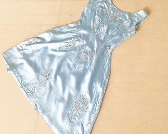 Beautiful Ice Blue Cocktail Dress with Dangling Beads