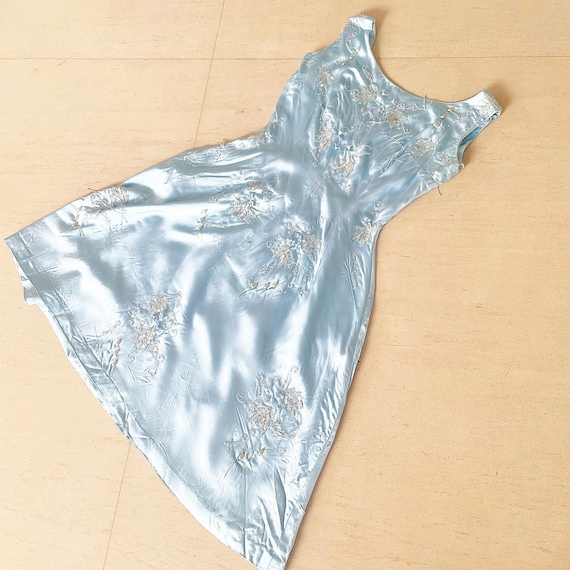 Beautiful Ice Blue Cocktail Dress With Dangling Beads Etsy