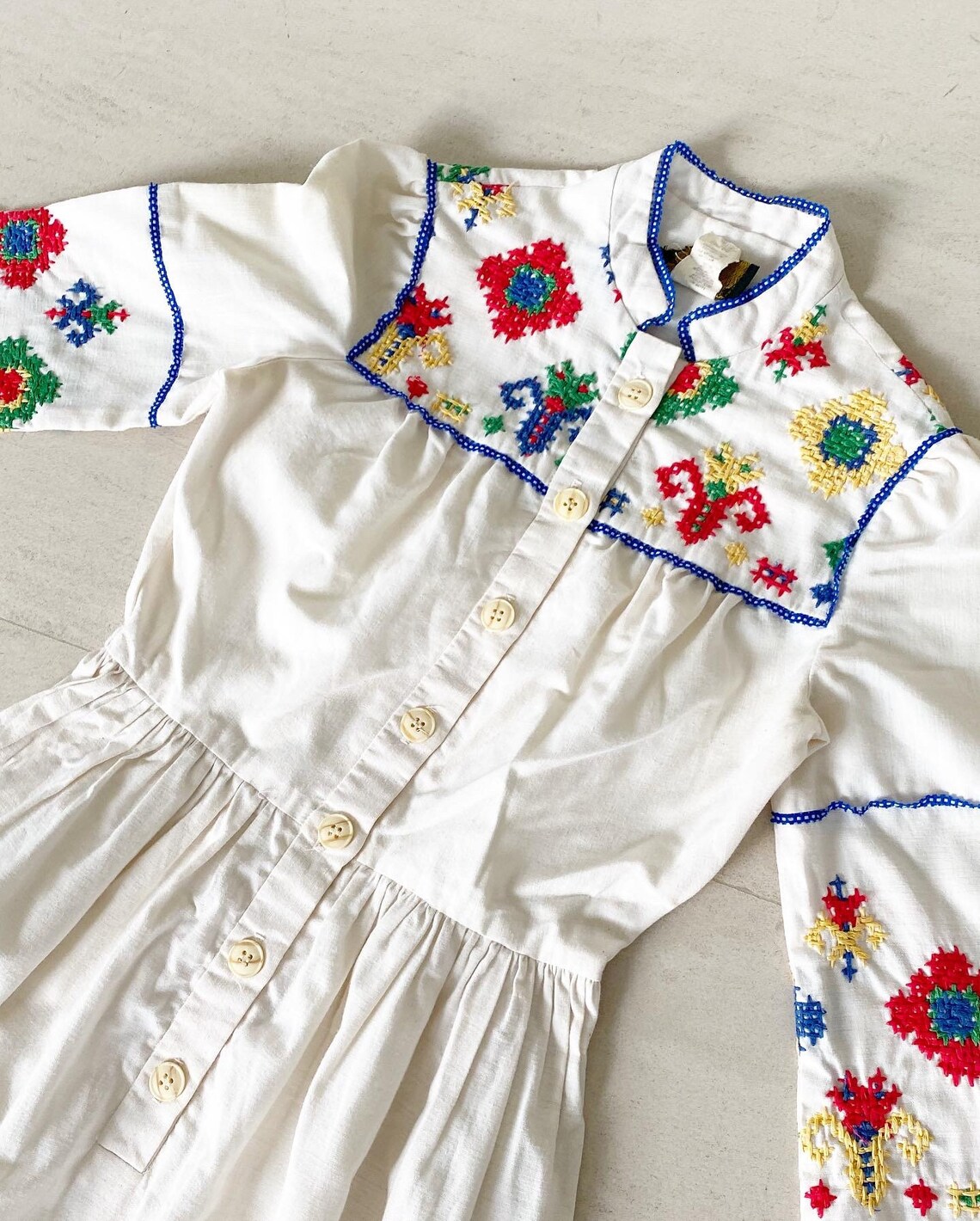 Pretty Cross Stitch Embroidered Dress Etsy