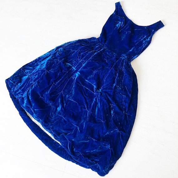 Incredible Royal Blue Velvet Bubble Dress