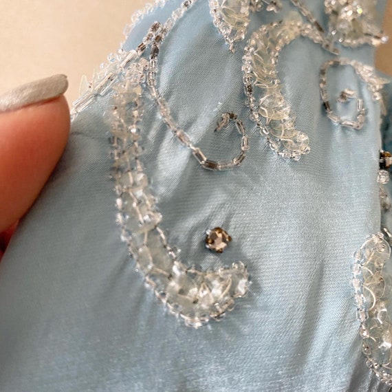 Stunning Ice Blue Beaded Ceil Chapman Dress - image 5