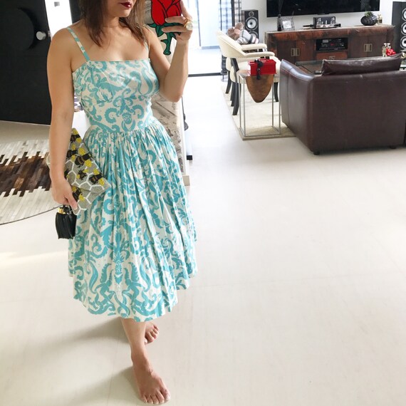 Rare 1950s Cupid Novelty Print Sundress